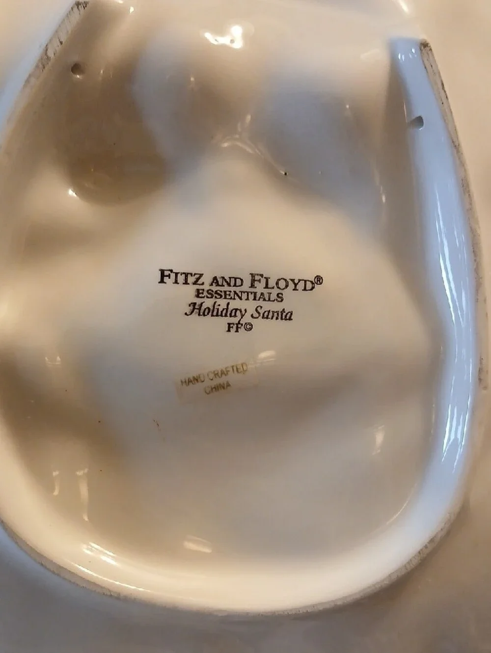 Fitz and Floyd Ceramic Santa Face Cookie Plate in Red, White, Green